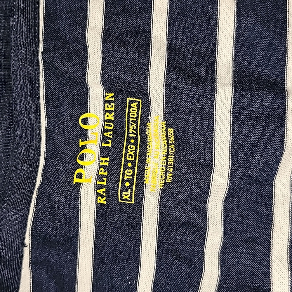 POLO Ralph Lauren (XL) Navy & White Striped Shirt - Picture 4 of 6